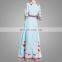 2017 New Arrival Woman Bell Sleeves Floral Long Dress Ladies Fashionable Printed Dress