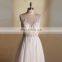 Fashionable Backless Embroiderery Beaded Summer Chiffon Bohemian Beach Wedding Dress