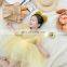 X1260/Sweet fashion solid one to six years baby girls puff sleeve dress with lace