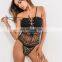 Sexy women's wear in stock V-neck lace hollowed-out onesie lingerie