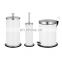 Household White Powder Coating Metal Bath Set with Dust Bin and Tissue Holder Embossed Line Bathroom Accessory Set