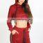 New fashion top designed long sleeve front zipper sexy crop top loose pullover women embroidery hoodie sweatshirt track suits