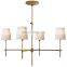 Nordic Style Black Metal Brass Linen Lampshade Chandelier Bedroom Living Room High Ceiling Decor Black Metal Bronze Chandelier