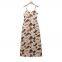 European and American style women's new silk texture V-neck camisole flute dress for women
