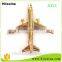 Die struck 3D metal airplane lapel pin,gold lapel pins