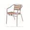 Outdoor cheap restaurant used wood aluminum arm dining chairs