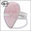 Natural Fashion shiny pink Crystal ring Rose Quartz semi precious stone ring