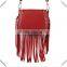 STUDDED FAUX LEATHER FRINGE MESSENGER BAG