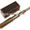 BROWN ANTIQUE BRASS TELESCOPE WITH WOOD & GLASS BOX - NAUTICAL BRASS TELESCOPE 14" RETRACTABLE