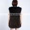 Fashion woman raccoon fur knitted long gilet,KZ150053
