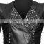 New Women Black Genuine Leather With Silver Studs Jacket Punk Goth