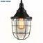 Loft Club Bar Villa Decorative Lights Black Cage Pendant Lamp with Clear Glass