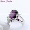 Fashion Big Amethyst Purple Zircon Crystal Ring Party Exaggerated Wedding Rings for Women Platinum Plated Gold Ring