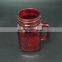 Colorful Lids And Straw Glass Mason Jar With Handle