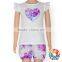 Summer New Design Heart Pattern Flower Singlet And Capri Shorts And Headband Boy Outfits Set