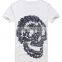 2016 Men Deep V Neck Summer Cotton Skull Print Slim T Shirt