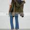 Wholesale Ladies Apparel Drawstring Hood Front Pockets Army Green Shell Parka(DQE0372C)