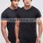 2016 High Quality Custom Short Sleeve Crew Neck Curved Hem Black men's 100% Cotton 180gsm Longline Cut Casual Blank T-Shirt