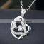 Popular Girl Fashion Girls Dainty Double Heart Pendant Necklace With AAA Zircon