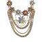 Multilayer out chain with multicolor rhinestone women necklaces