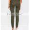 Custom women high waist skinny pants khaki damaged denim jeans wholesale direct factory