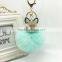 Fahsion Fox Head Faux Fur Keychain HandBag Rhinestone Pendant Charm Soft Car Key Ring 4 Colors fmq-11
