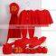 Red color high quality 9 pieces cotton baby gift set clothes