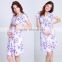 hot sale lavender blossom printed knot front maternity dress pregnant women cap sleeve sexy deep v neck western maternity dress