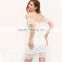 Summer Style Sexy Women Mini Dresses White Off the Shoulder Short Sleeve Strapless Lace Ruffle Bodycon Dress