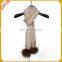 Unique latest design fashion whorl wool knit scarf with raccoon fur pom poms wholesale winter scarf