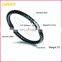 Custom Black Fabric Leather Wristband Bangle with Stainless Steel Clasps for Bracelet