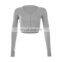 2020 Fall New Women Slim V-neck Cropped Top Solid Color Button Long Sleeve Cardigans