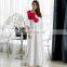 2019 Elegant Red Rose Appliques V-Neck Bats Sleeve Summer Beach Dress White Cotton Tunic Women Casual Long Robe Maxi Dress