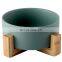 Wholesale Japan Style Printed White Custom Elevated Stand Raised Marble Ceramic Cat Pet Dog Bowl Feeder
