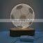3d illusion acrylic wooden lamp led table night light oval shape wood base