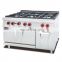 High Quality Industrial Stainless steel Gas Range 6 burners With Oven for Hotel Equipments