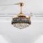 Modern Luxury Style Golden Gold Copper Finish Glass Crystal Ball Rod Long Pendant Light Acrylic Ceiling Fan With Light