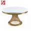 Antique Round Dining Room Furniture Restaurant Marble White Glass Top Golden Stainless Steel Wedding Banquet Table