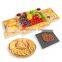 Bamboo Cheese Board Round Serving Tray 100% Natural With Cutlery Set