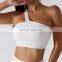 Ribbed One Shoulder Crop Sports Bras Women Factory Supply Backless Yoga Tank Tops