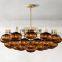 Modern rectangular brass blown glass chandelier ceiling luxury decoration chandelier living room hotel