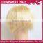 Short silky straight wave thin skin European remy hair blonde toupee