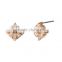 Earring, Fashion Gold Jewelry Square Crystal Zircon Setting Post Brass Earring, Earring Jewelry Wholesale P9582