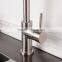 Brushed stainless steel single handle kitchen mixer tap