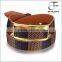 Unisex Retro Wide Double Layers Grid Pattern Leather Bracelet Length Adjustable