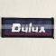 Damask woven label with overlocked embroidery for girls' bell bottom pants