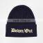 Promotional Black Beanie Winter Hat/Wholesale Knitted Embroidered Beanie