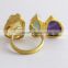 Amethyst & Aquamarine & Ctrine !! 925 Sterling Silver Gold Plated Ring, Silver Jewellery India, 925 Sterling Silver Jewellery