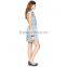 2015 stone wash sleeveless shirt collar girls jeans lady dress JXQ870
