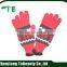 girls red jacquard knitted gloves